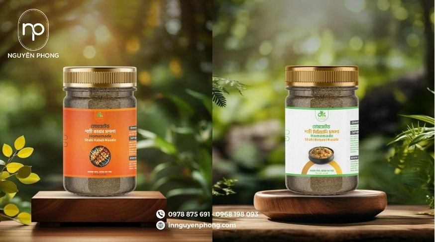 Mẫu tem dán gia vị đơn giản